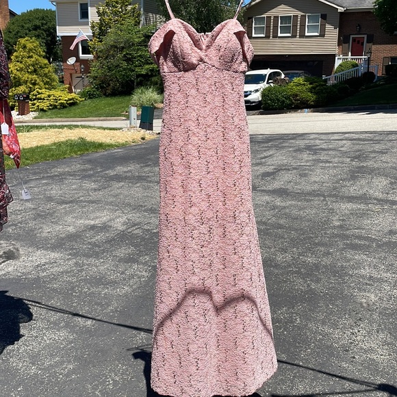 Light Pink/ Rose Gold sequin/lace dress - Picture 2 of 4